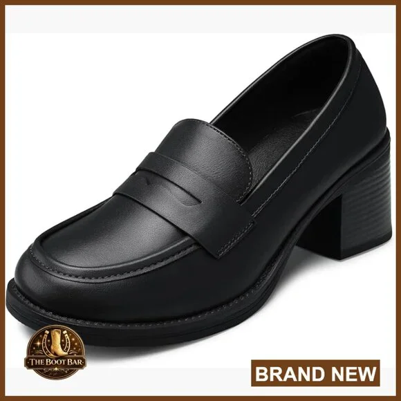 Low-Heeled Loafers Slip-On Block Heel Business Casual Office Shoes - Picture 1 of 7